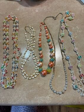 Vintage Multicolor Beaded Women’s Necklace - Colorful Strand lot 5